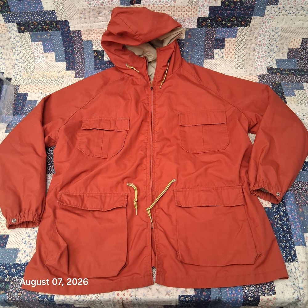 True Vintage 70s Amana Woolen Mill Mens XL Orange Mountain Parka Talon Zipper